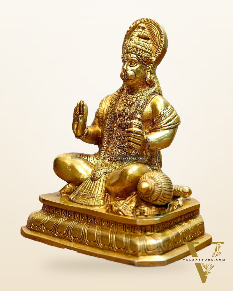 Pure Brass Lord Hanuman Statue - 8.5 inch