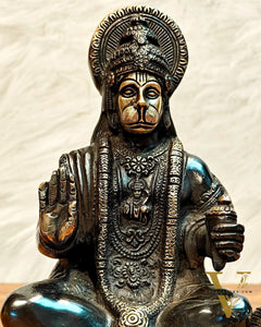 Pure Brass Lord Hanuman Statue - 8.5 inch