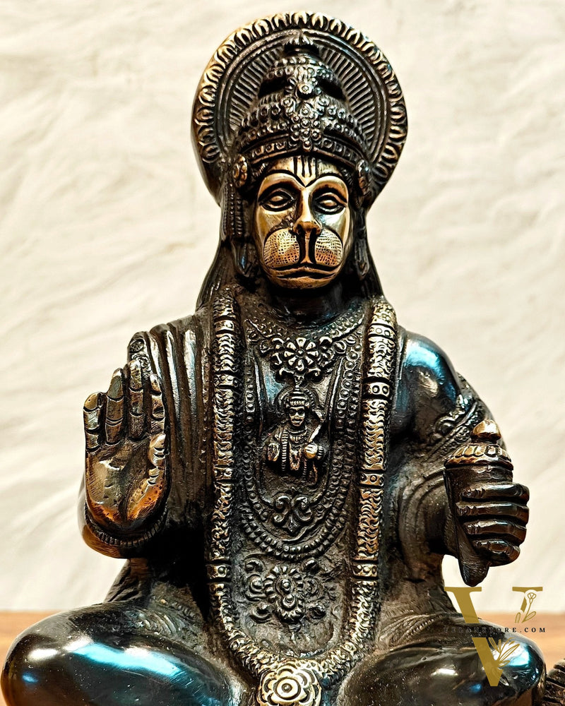 Pure Brass Lord Hanuman Statue - 8.5 inch