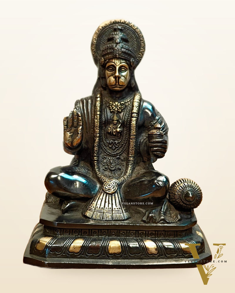 Pure Brass Lord Hanuman Statue - 8.5 inch