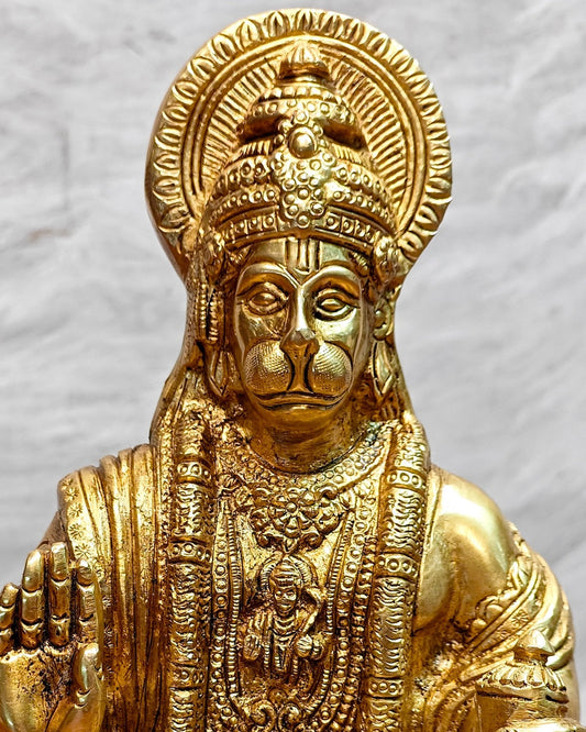 Pure Brass Lord Hanuman Statue - 8.5 inch