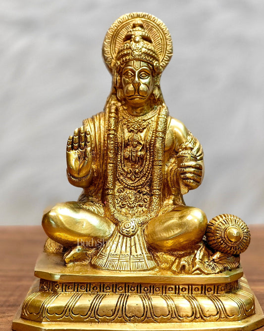 Pure Brass Lord Hanuman Statue - 8.5 inch