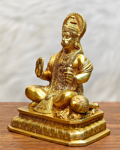 Pure Brass Lord Hanuman Statue - 8.5 inch