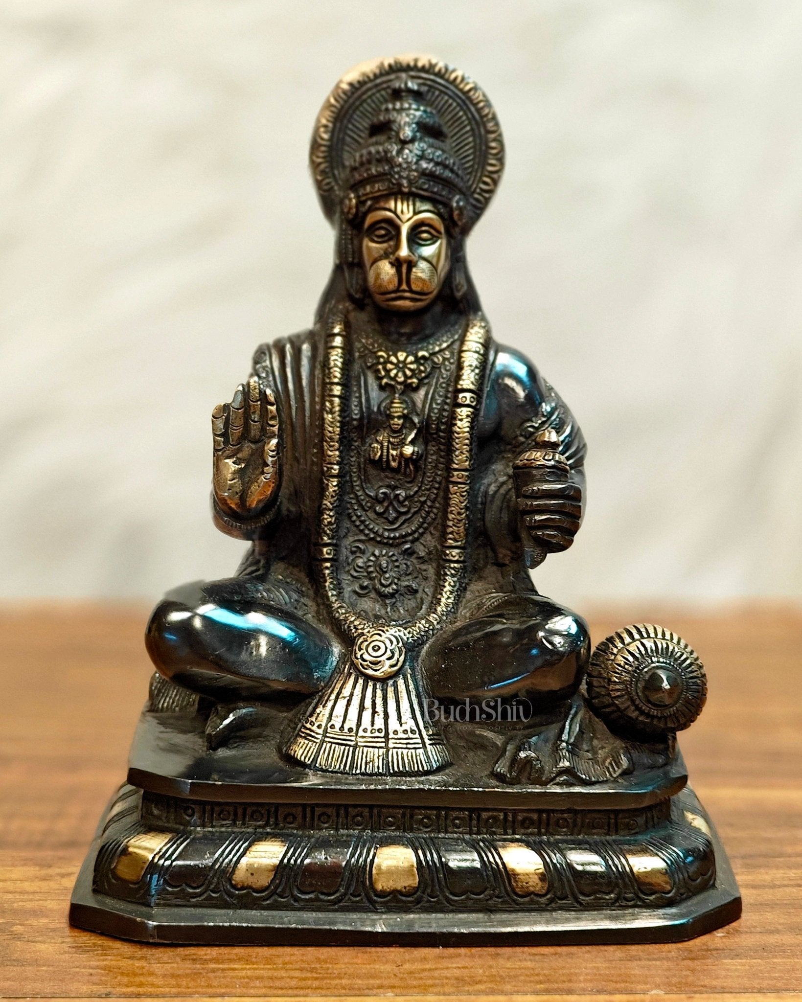 Pure Brass Lord Hanuman Statue - 8.5 inch