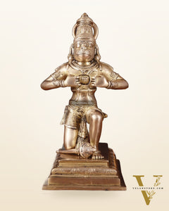 Pure Brass Lord Hanuman Tearing Chest Statue – 12 Inch