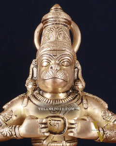 Pure Brass Lord Hanuman Tearing Chest Statue – 12 Inch