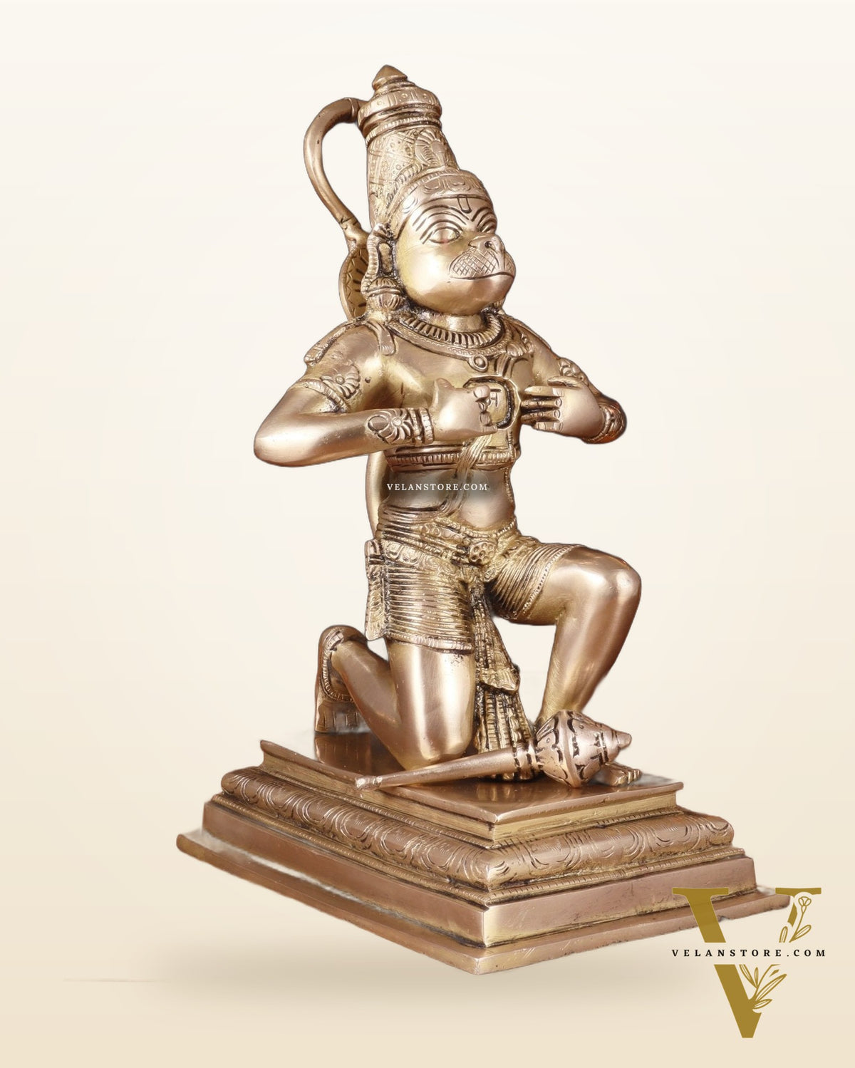 Pure Brass Lord Hanuman Tearing Chest Statue – 12 Inch