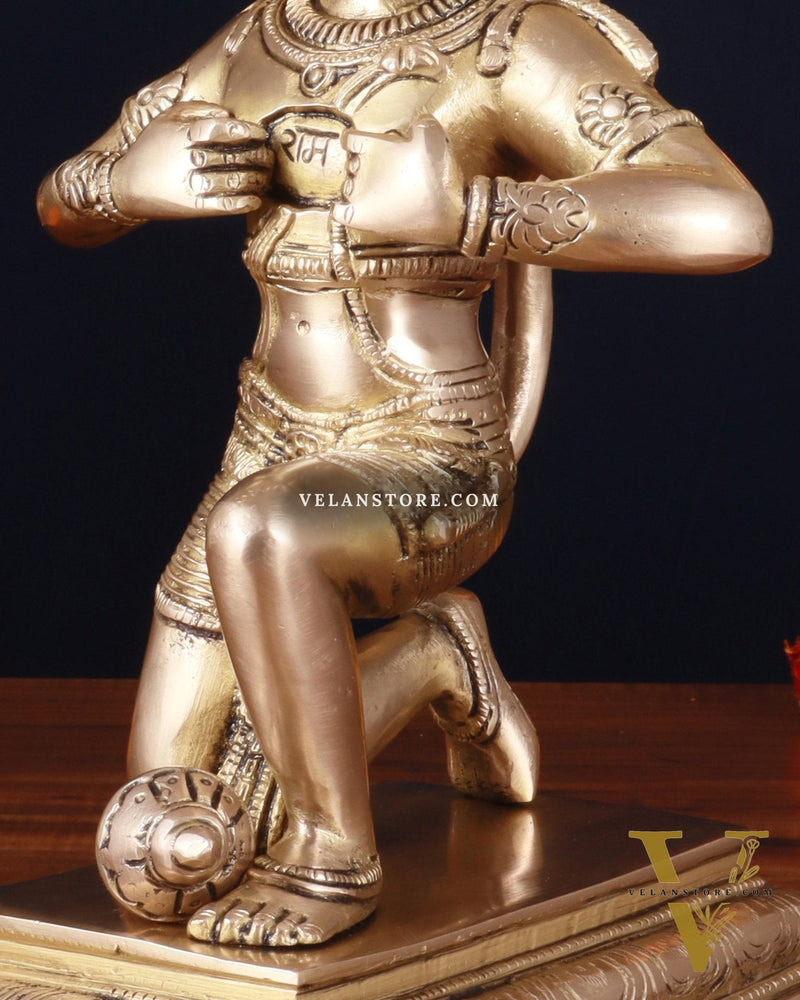Pure Brass Lord Hanuman Tearing Chest Statue – 12 Inch