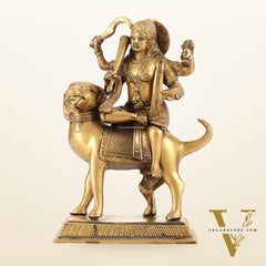 Pure Brass Lord Kaal Bhairava Sitting on Dog Vahana - 9.75"