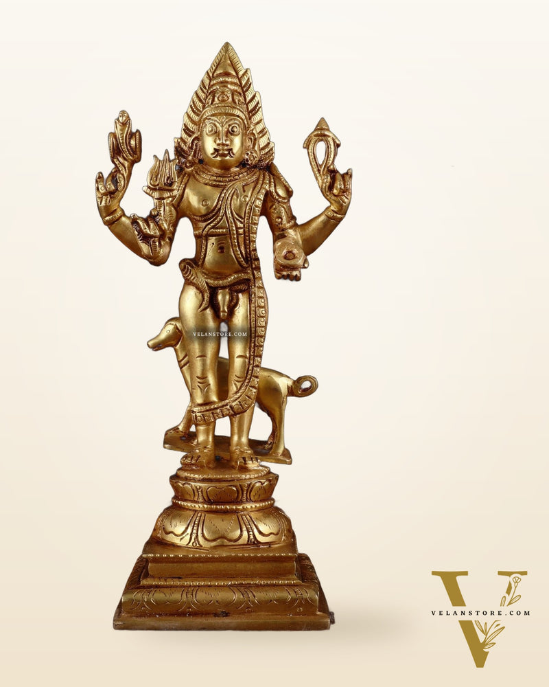 Pure Brass Lord Kaal Bhairava Superfine Statue – 12 Inch