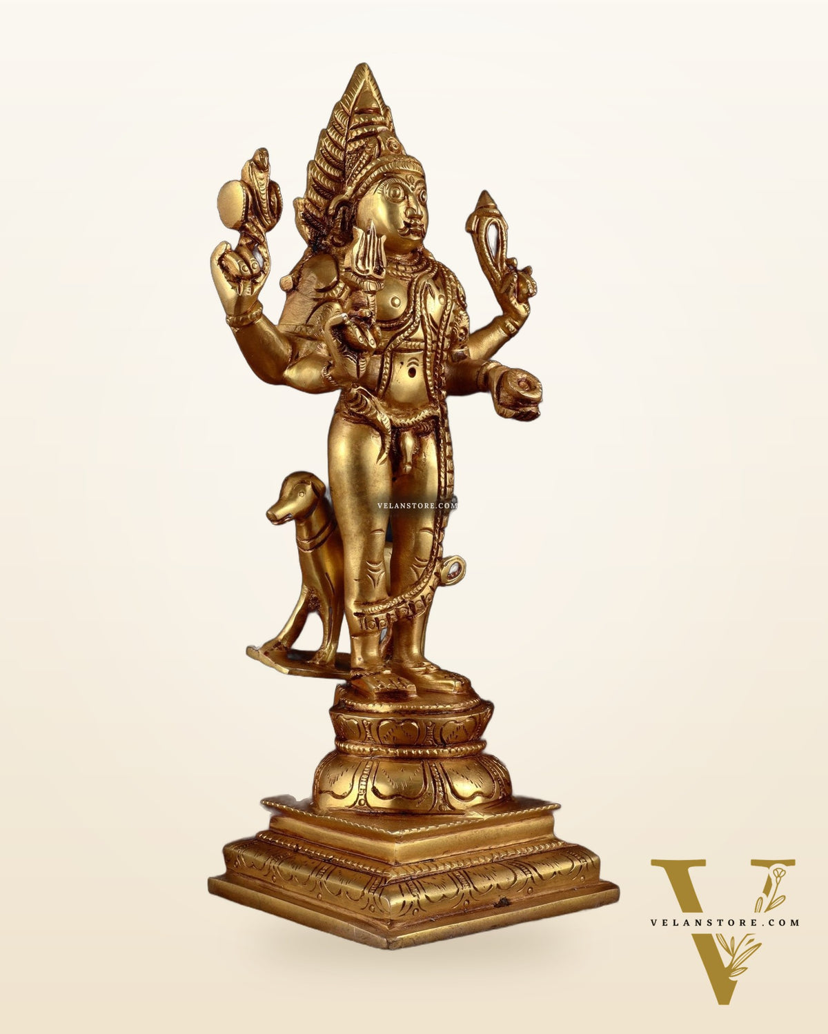 Pure Brass Lord Kaal Bhairava Superfine Statue – 12 Inch