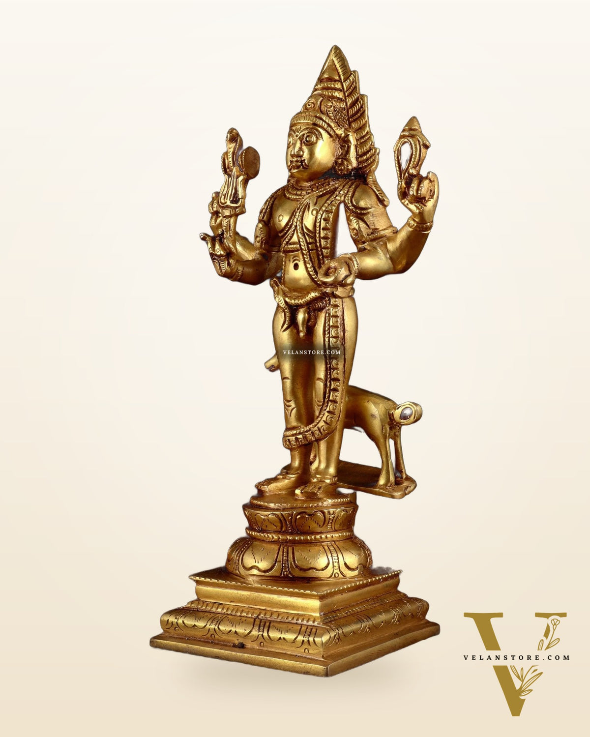Pure Brass Lord Kaal Bhairava Superfine Statue – 12 Inch