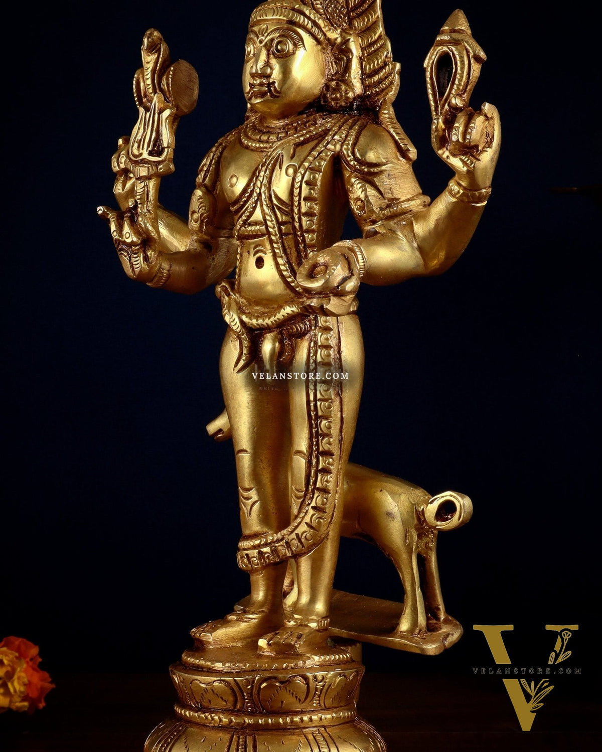 Pure Brass Lord Kaal Bhairava Superfine Statue – 12 Inch