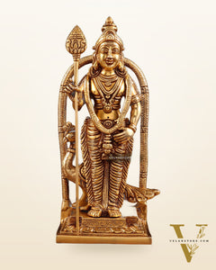 Pure Brass Lord Kartikeya Murugan Swamy Idol 9"