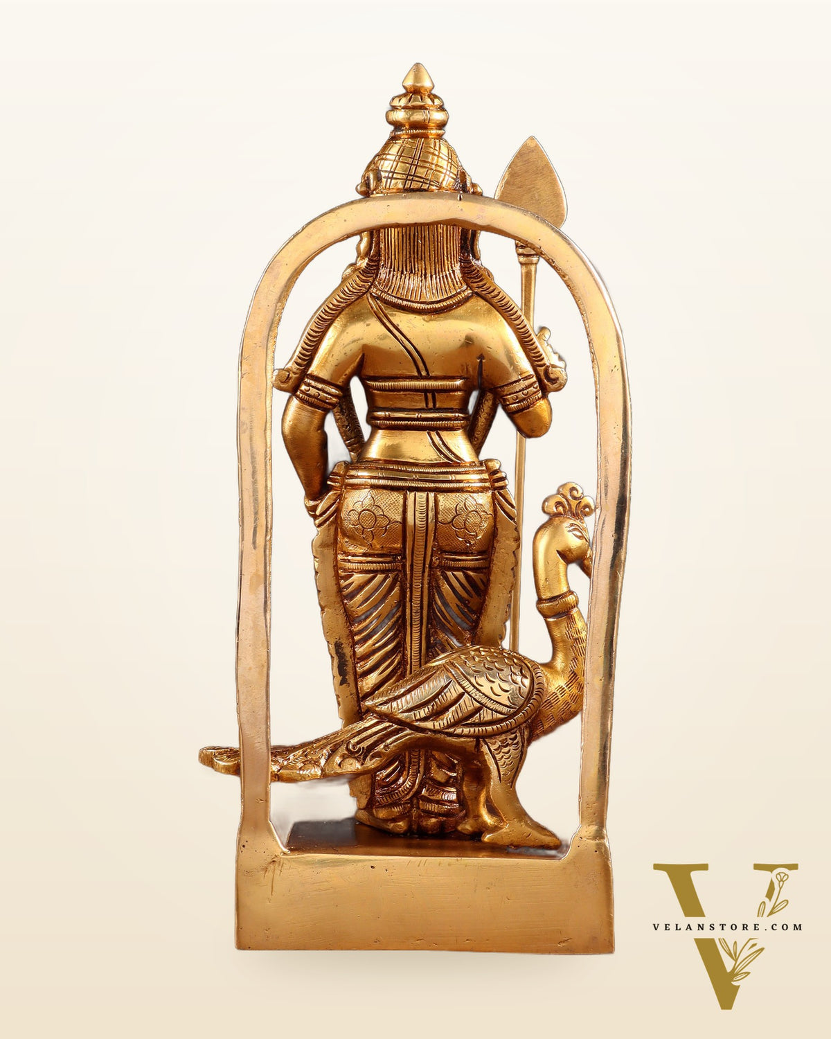 Pure Brass Lord Kartikeya Murugan Swamy Idol 9"