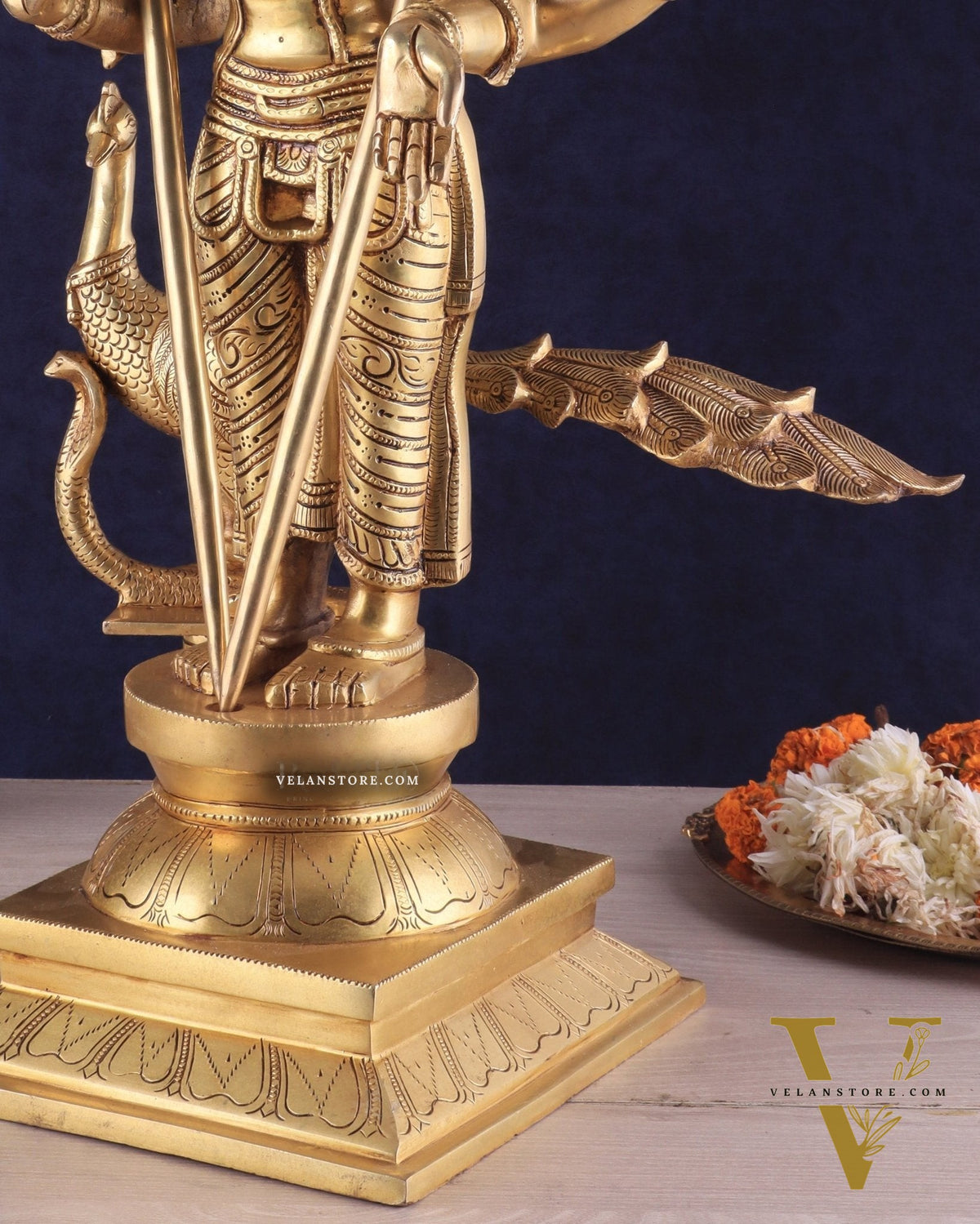 Pure Brass Lord Kartikeya Murugan Swamy Statue | large size Intricately Handcrafted Divine Idol 25"