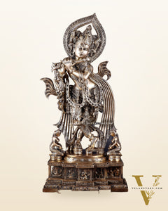 Pure Brass Lord Krishna Chola-Inspired Sculpture 25 inch