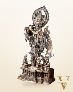 Pure Brass Lord Krishna Chola-Inspired Sculpture 25 inch