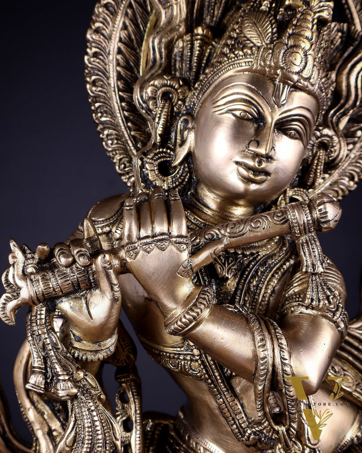 Pure Brass Lord Krishna Chola-Inspired Sculpture 25 inch
