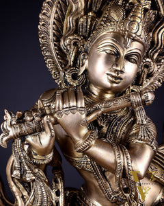 Pure Brass Lord Krishna Chola-Inspired Sculpture 25 inch