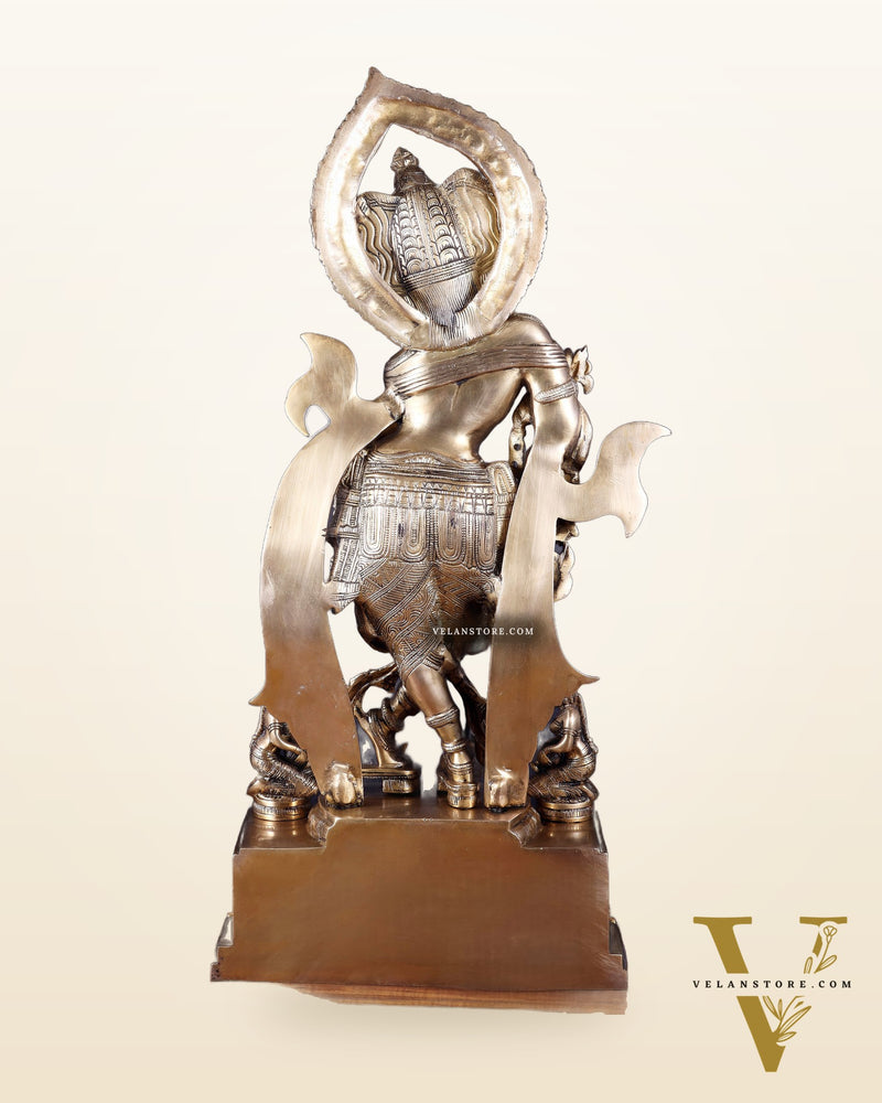 Pure Brass Lord Krishna Chola-Inspired Sculpture 25 inch