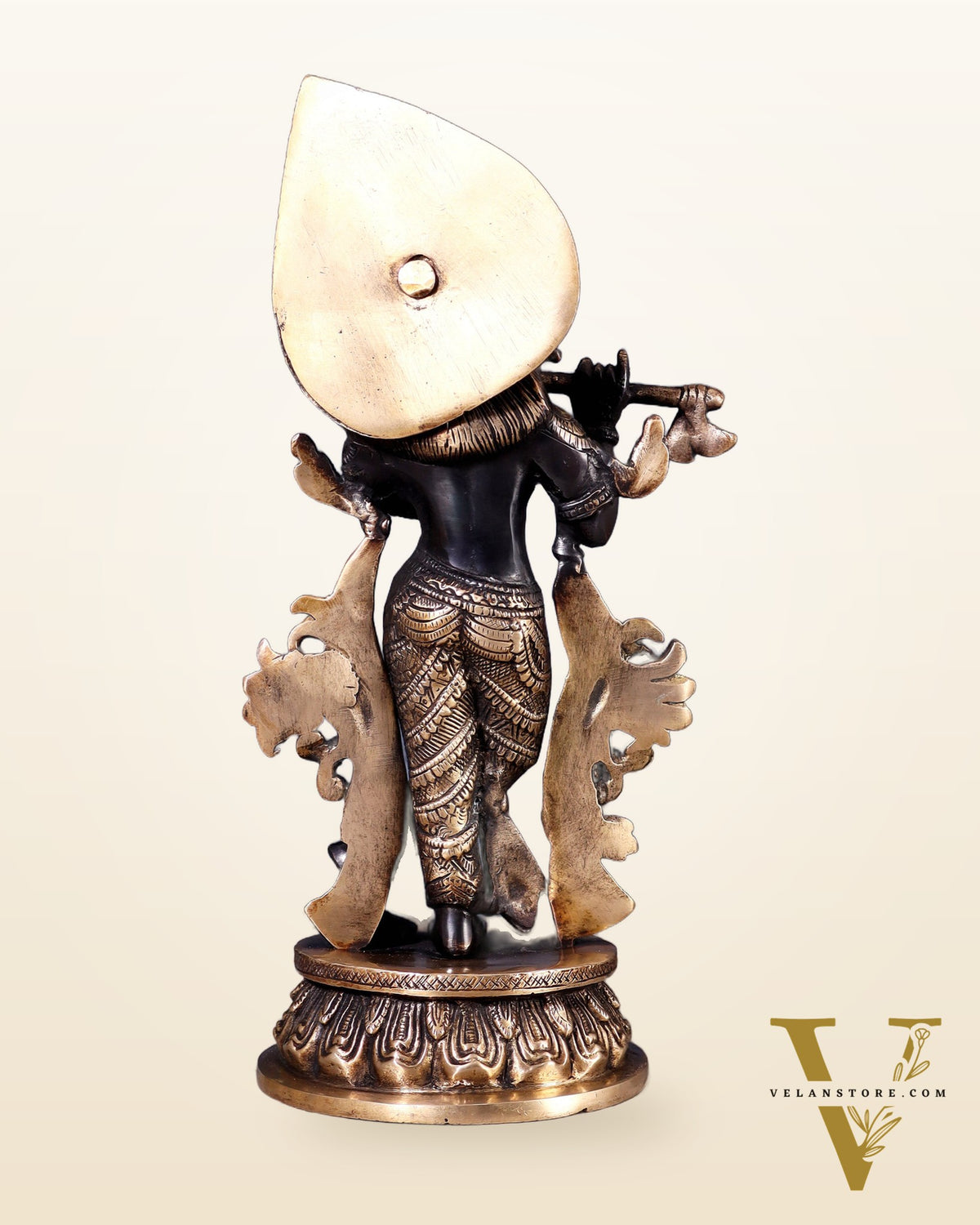 Pure Brass Lord Krishna Divine Idol – 12.5 Inch black and gold