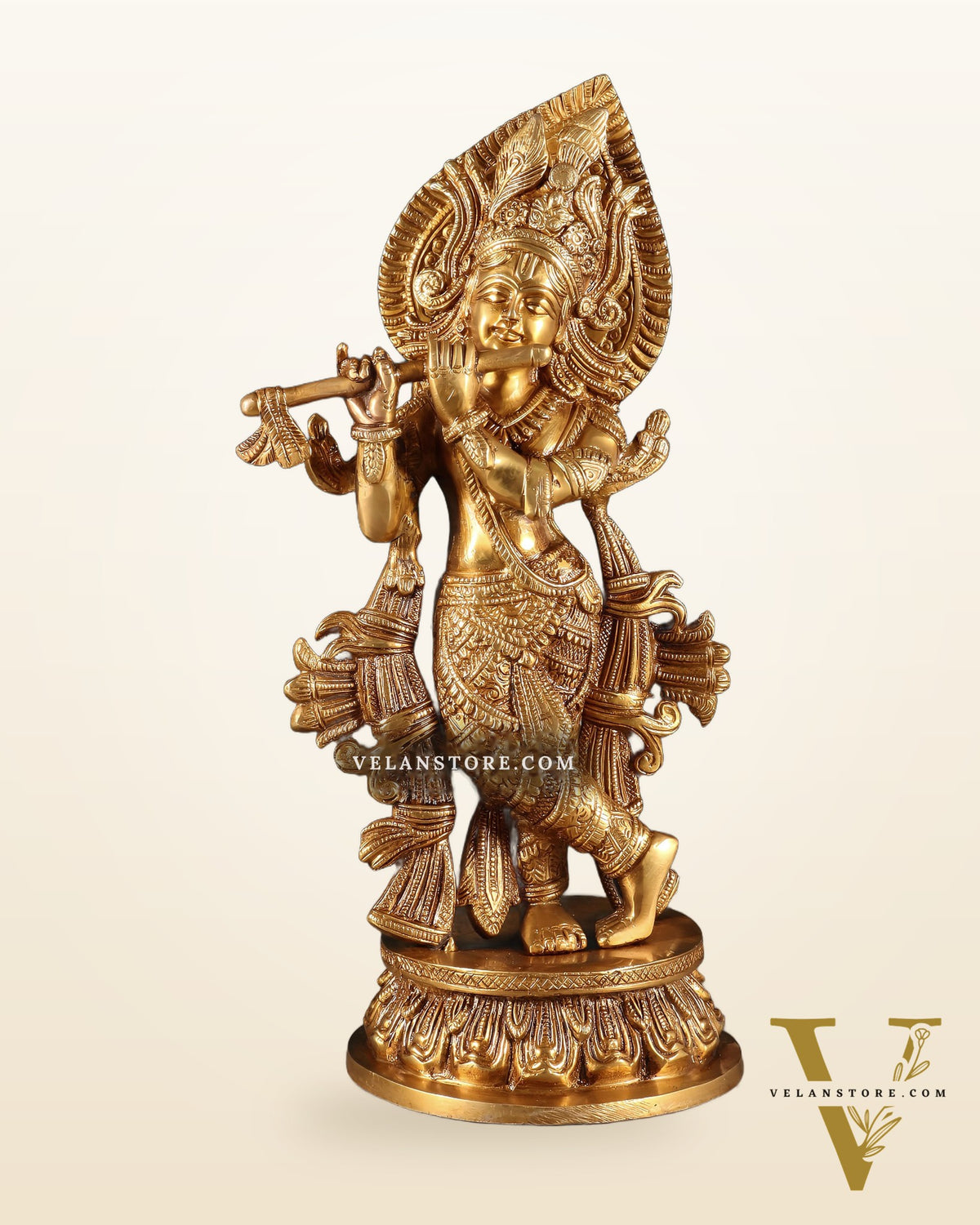 Pure Brass Lord Krishna Divine Idol – 12.5 Inch