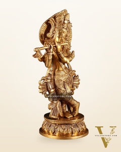 Pure Brass Lord Krishna Divine Idol – 12.5 Inch
