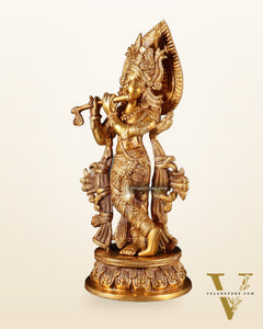 Pure Brass Lord Krishna Divine Idol – 12.5 Inch