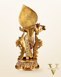 Pure Brass Lord Krishna Divine Idol – 12.5 Inch