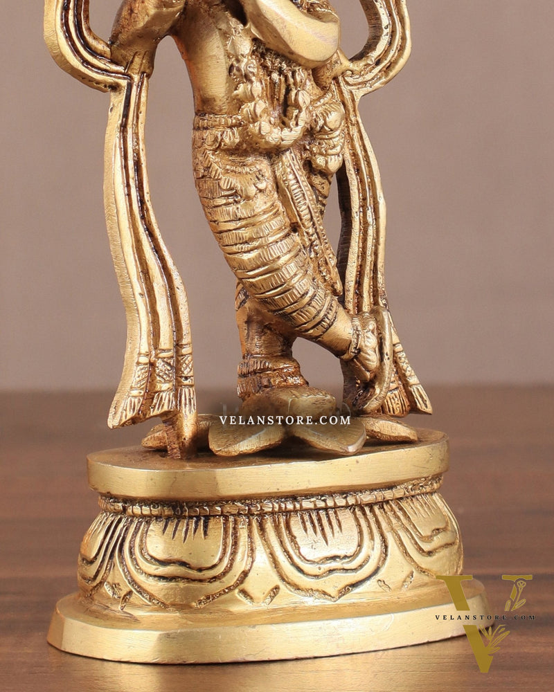 Pure Brass Lord Krishna Idol 7"