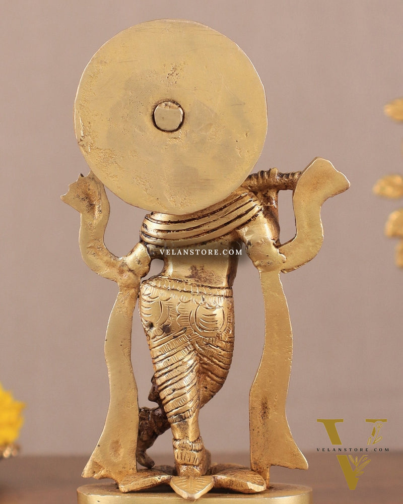 Pure Brass Lord Krishna Idol 7"