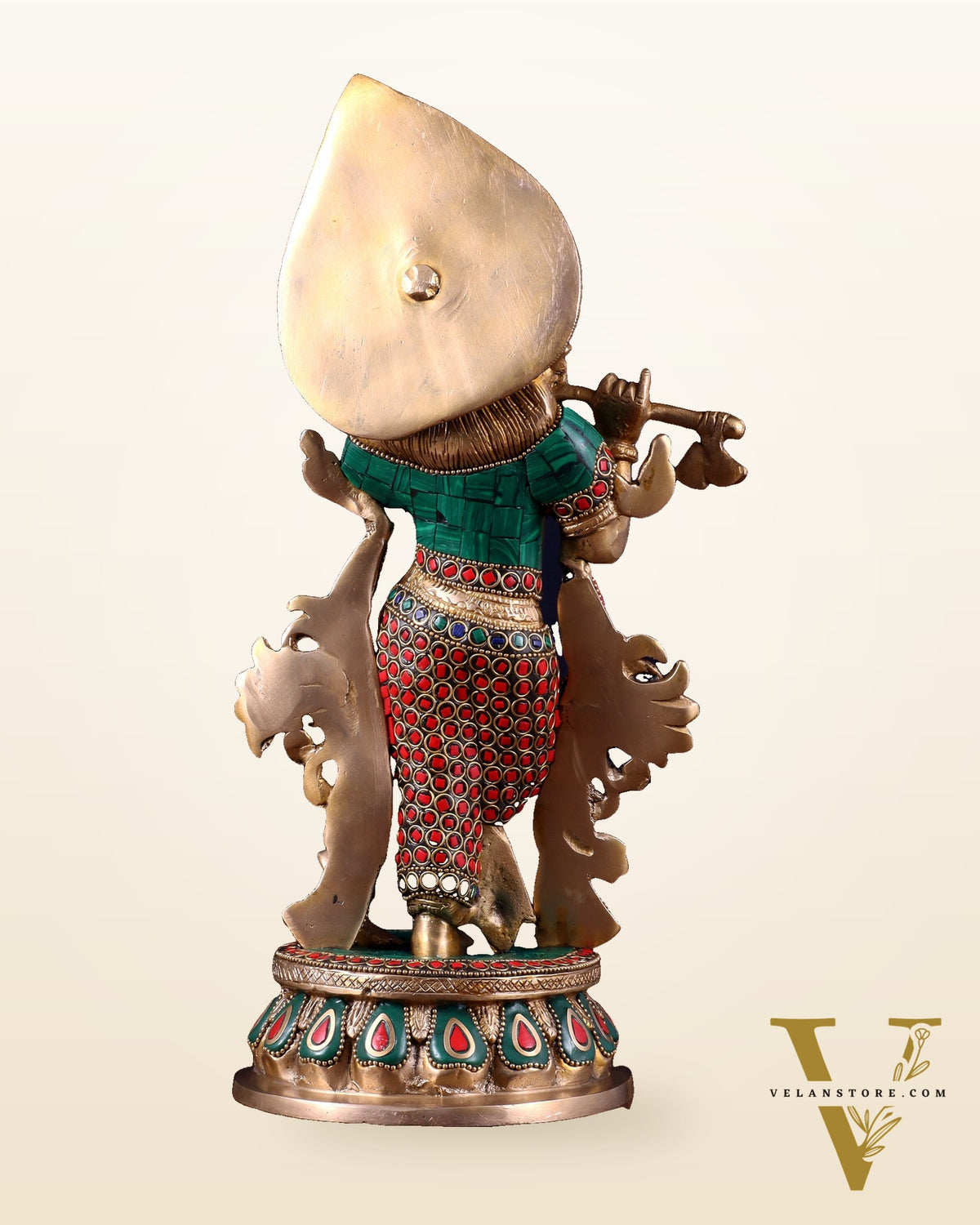 Pure Brass Lord Krishna multicolour Idol – 12.5 Inch