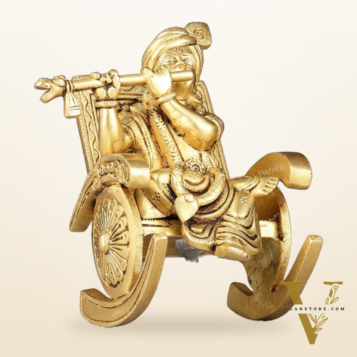 Pure Brass Lord Krishna Seated on Swinging Chair Idol Showpiece | 7"