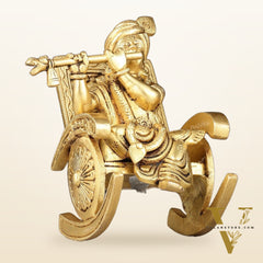 Pure Brass Lord Krishna Seated on Swinging Chair Idol Showpiece | 7"