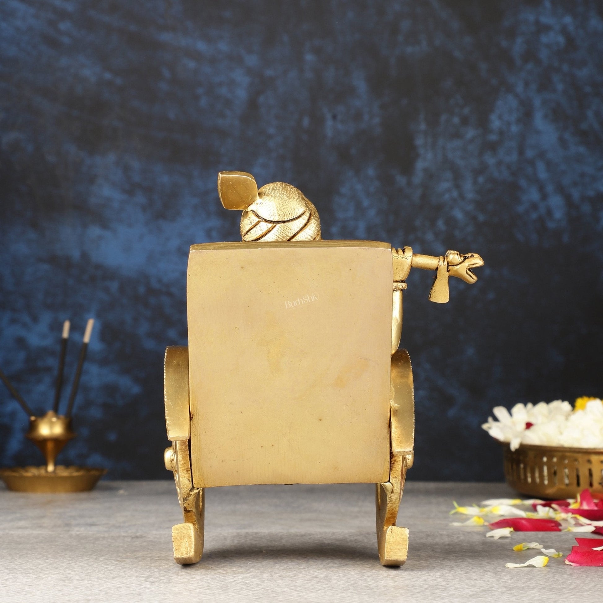 Pure Brass Lord Krishna Seated on Swinging Chair Idol Showpiece | 7"
