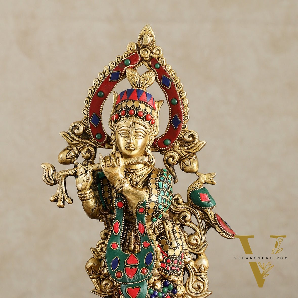Pure Brass Lord Krishna Statue - 13.5 Inch