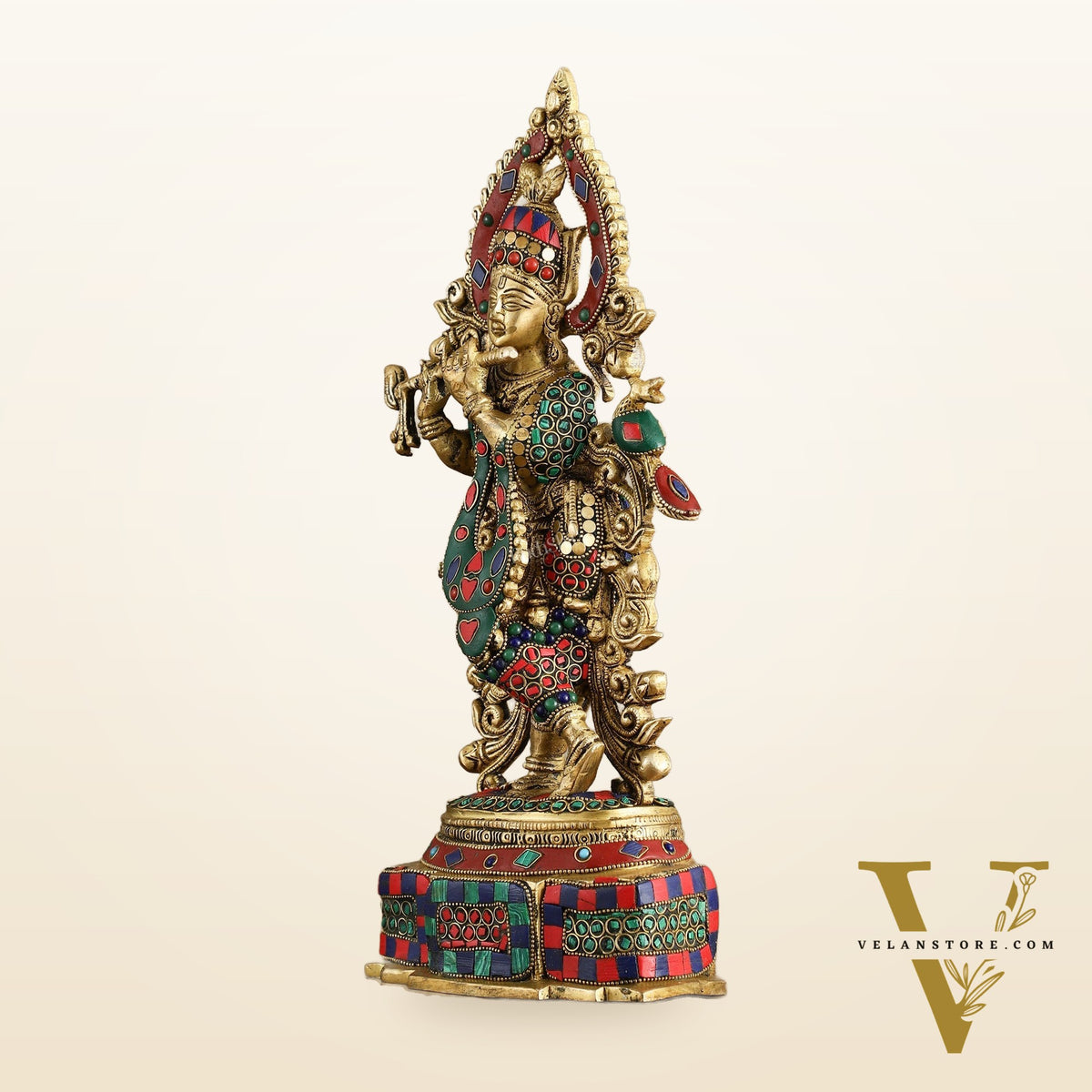 Pure Brass Lord Krishna Statue - 13.5 Inch