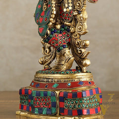 Pure Brass Lord Krishna Statue - 13.5 Inch