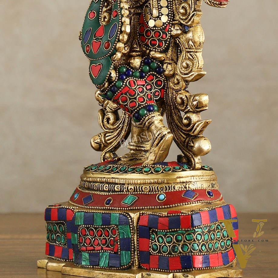 Pure Brass Lord Krishna Statue - 13.5 Inch