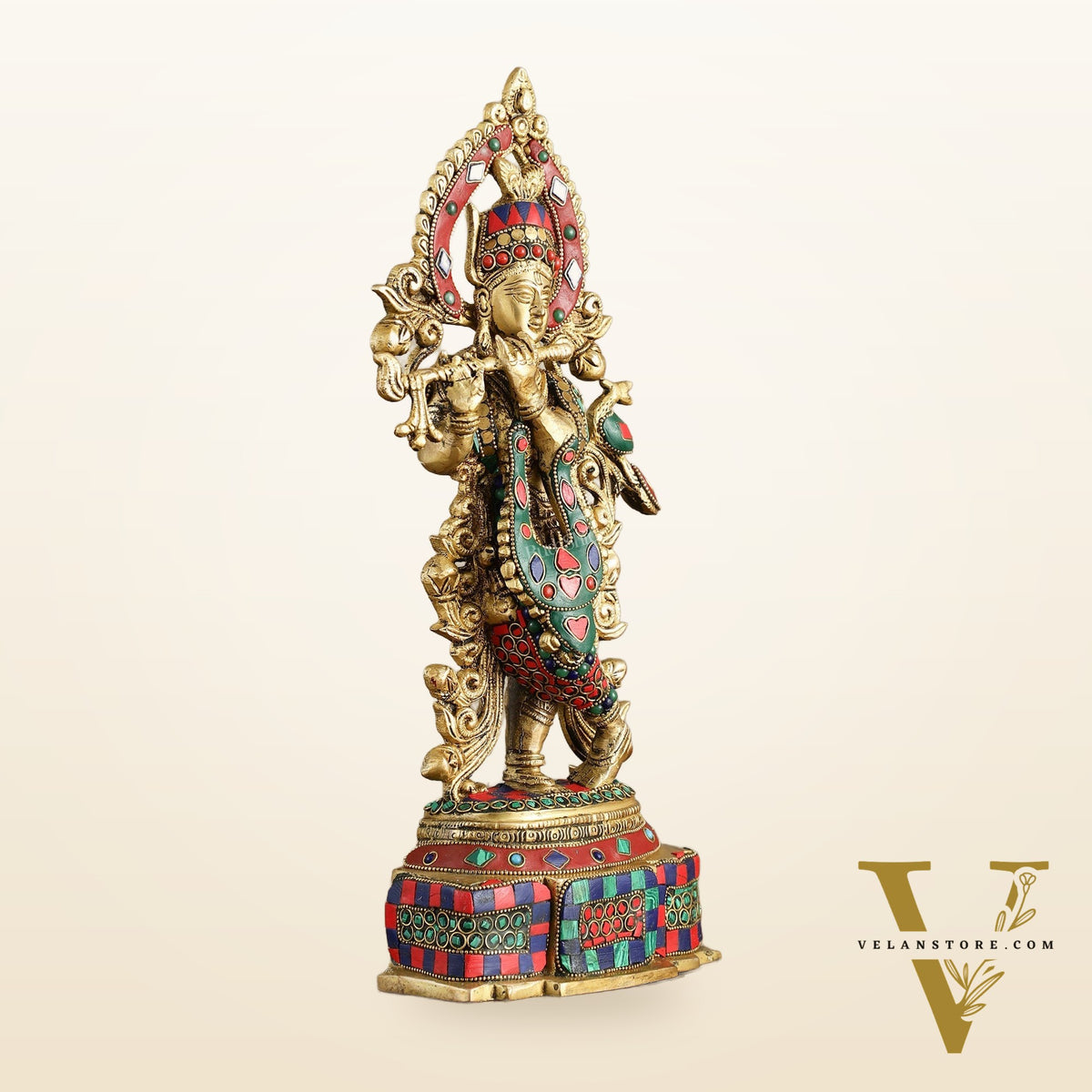 Pure Brass Lord Krishna Statue - 13.5 Inch