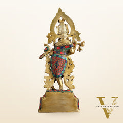 Pure Brass Lord Krishna Statue - 13.5 Inch