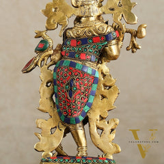Pure Brass Lord Krishna Statue - 13.5 Inch