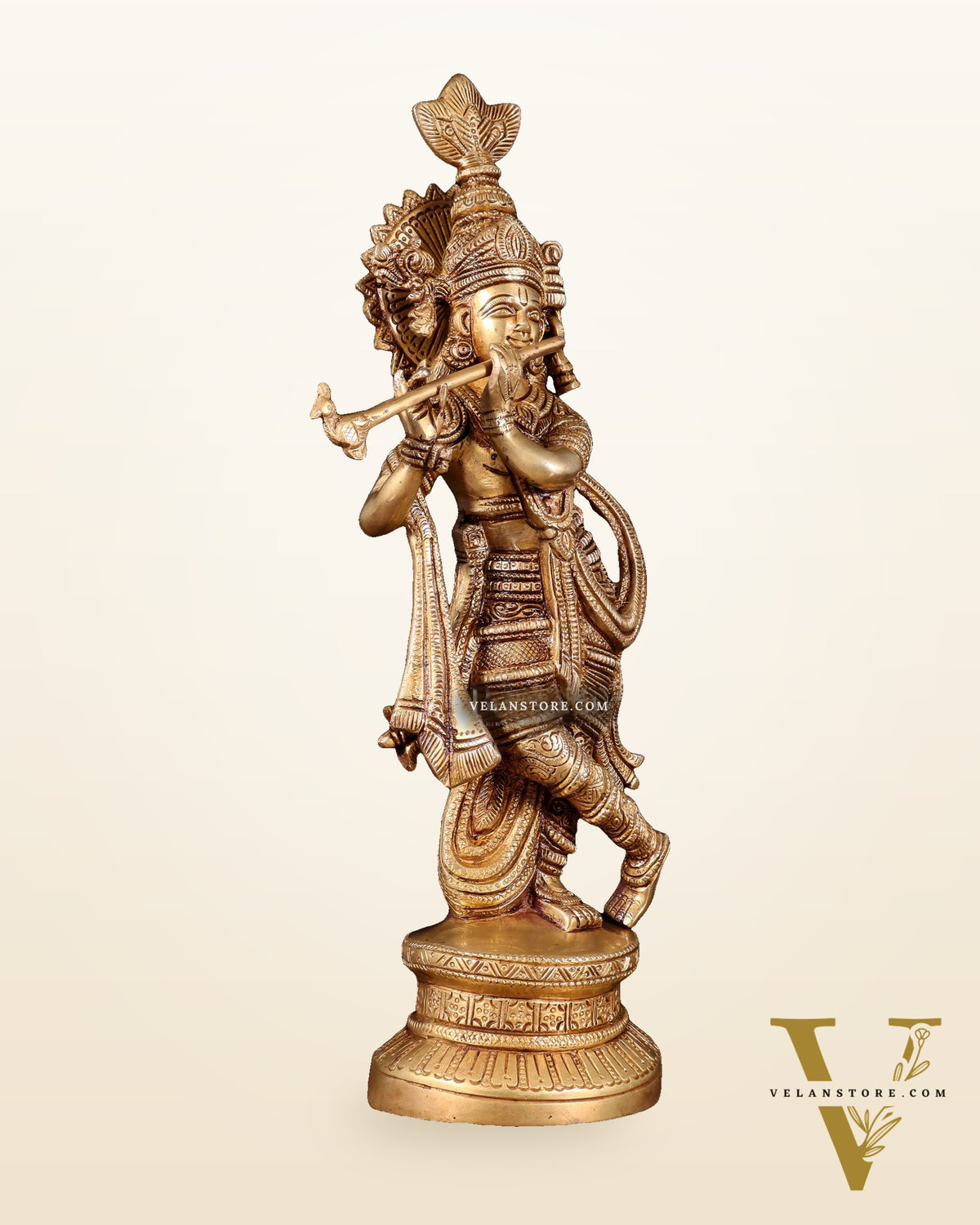 Pure Brass Lord Krishna Statue | 15.5"