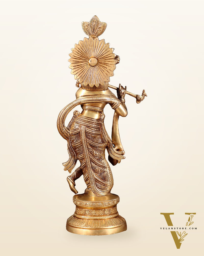 Pure Brass Lord Krishna Statue | 15.5"