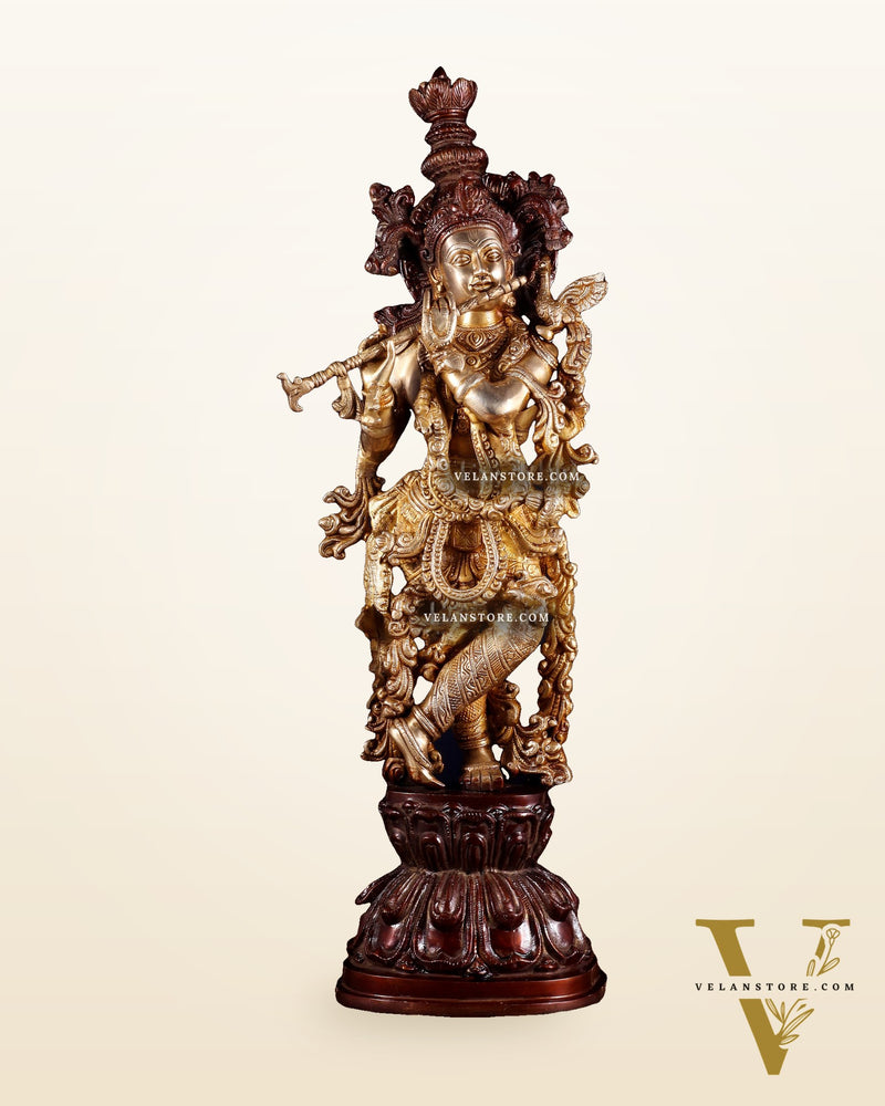 Pure brass Lord Krishna statue 25 inch