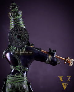 Pure Brass Lord Krishna Statue - Black, green and Gold Finish, 23 Inches