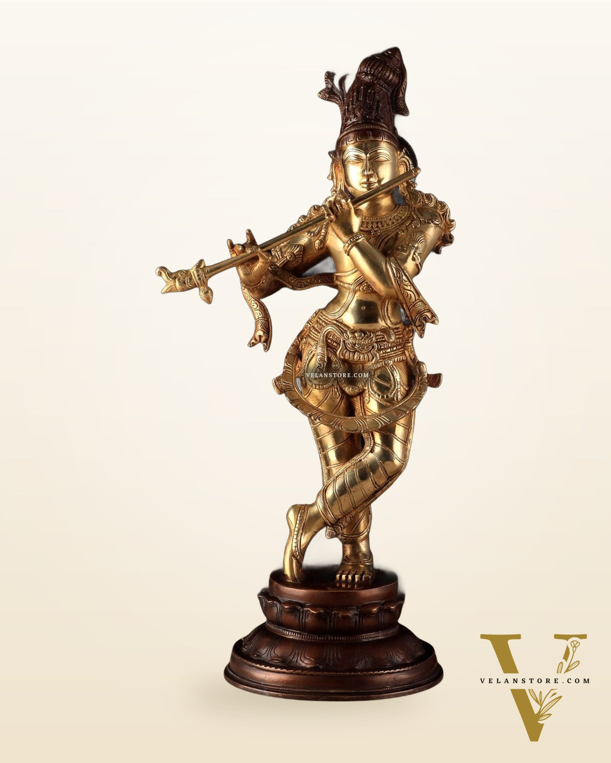 Pure Brass Lord Krishna Statue dual tone 22 inch