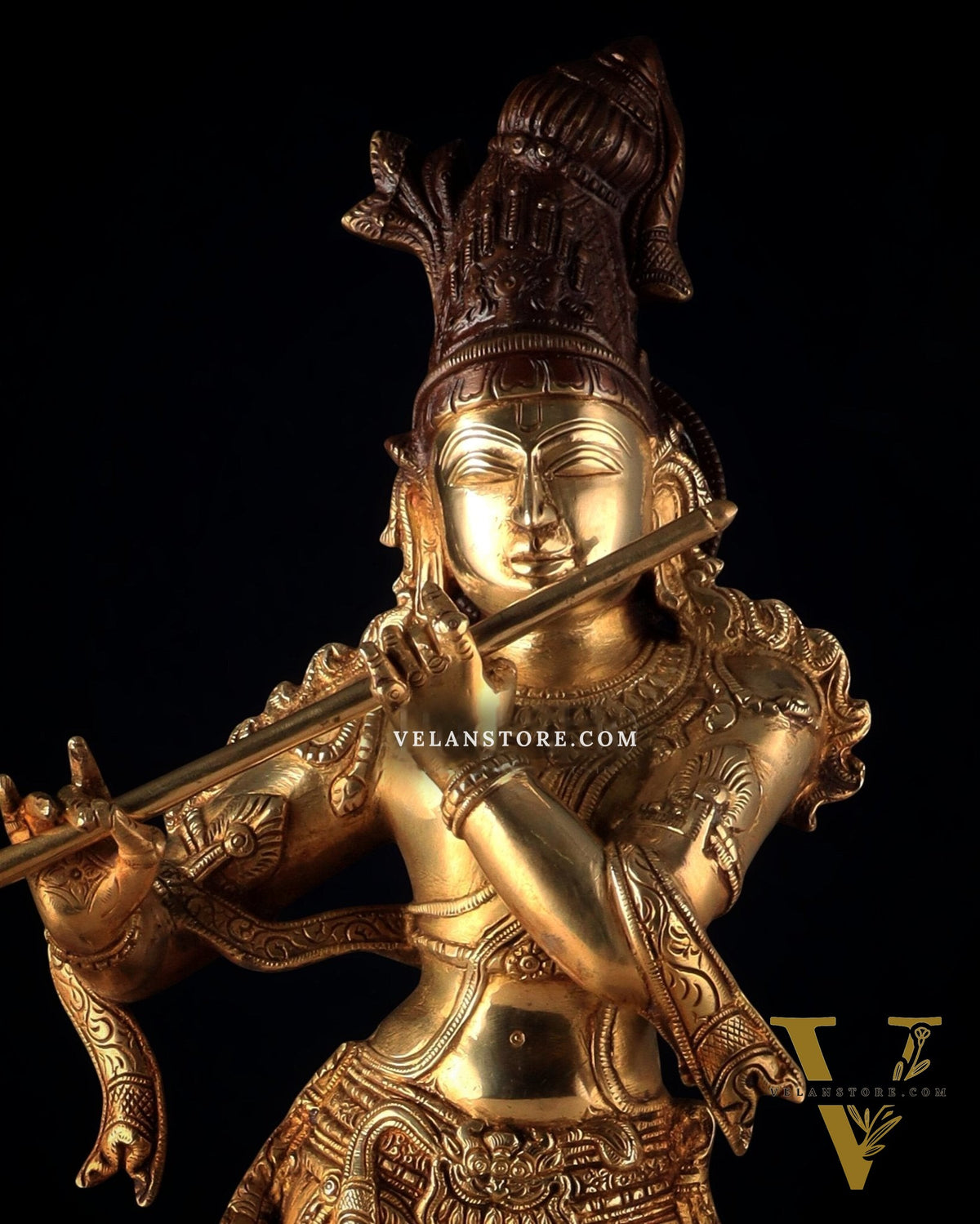 Pure Brass Lord Krishna Statue dual tone 22 inch