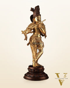 Pure Brass Lord Krishna Statue dual tone 22 inch